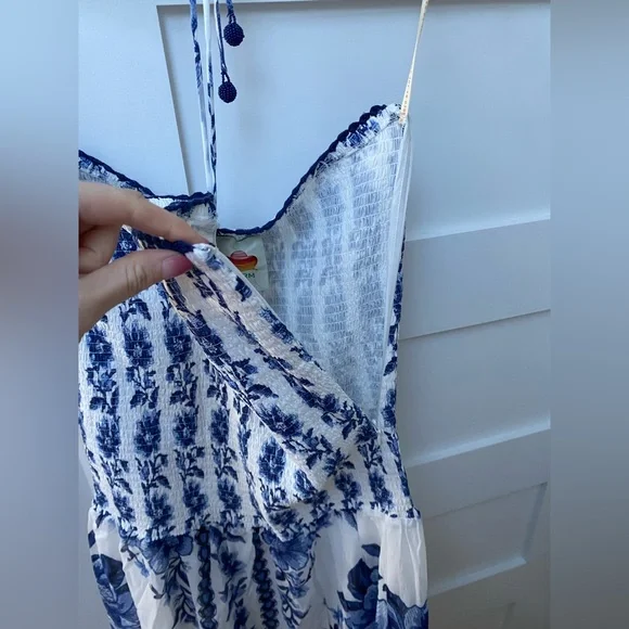 Farm Rio Blue and White Maxi Scarf Dress - Picture 10 of 10